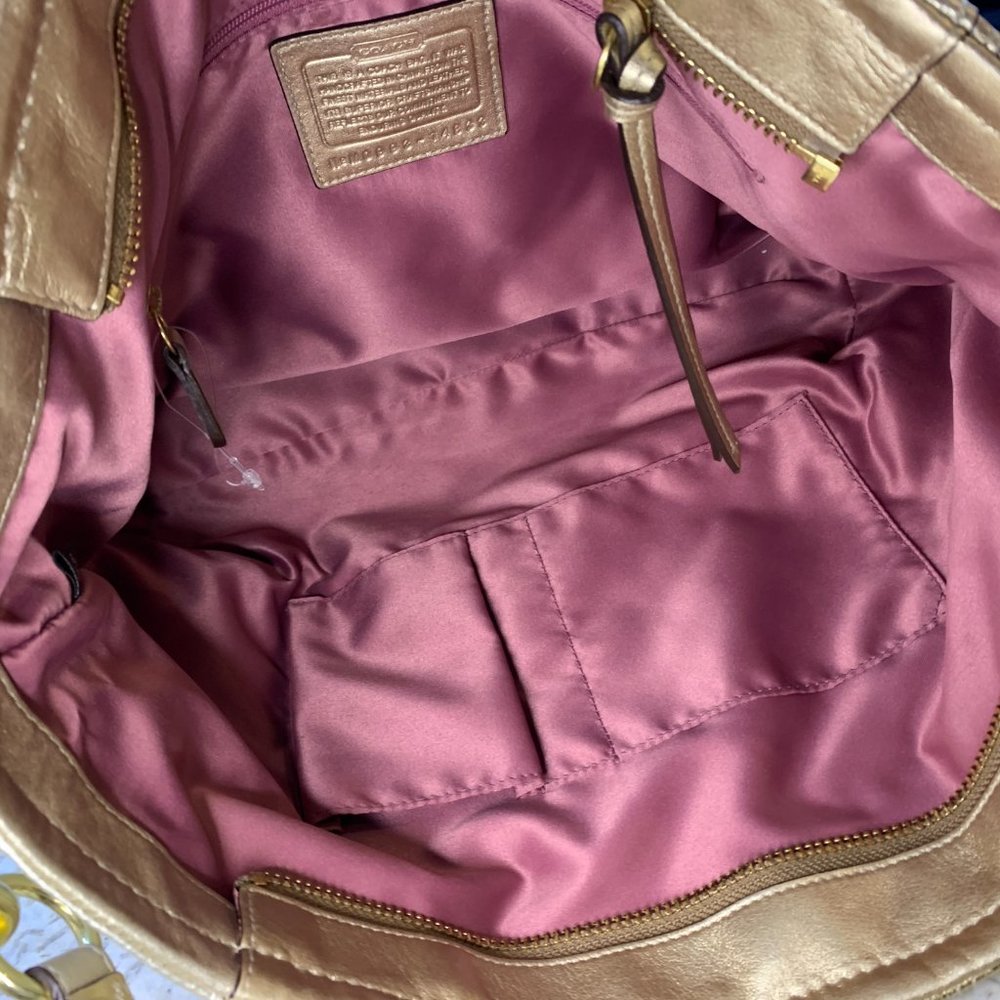 Coach Gold Inlaid Op Art Handbag 14833 Tote Crossbody - Picture 5 of 16